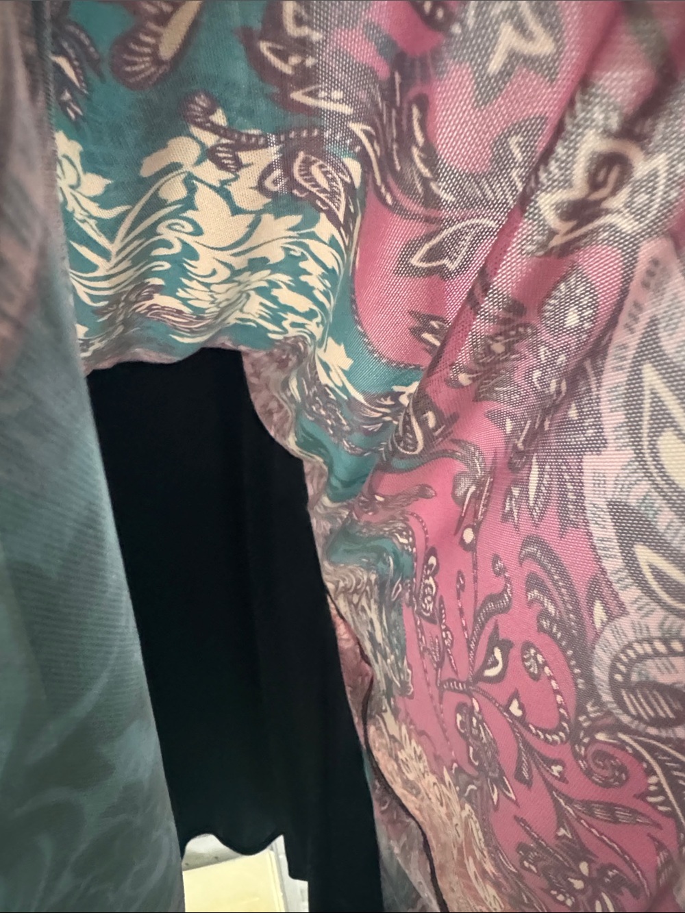 Jessica Howard Teal, Burgundy and Cream Paisley Long Sleeve Midi Dress - Picture 11 of 13